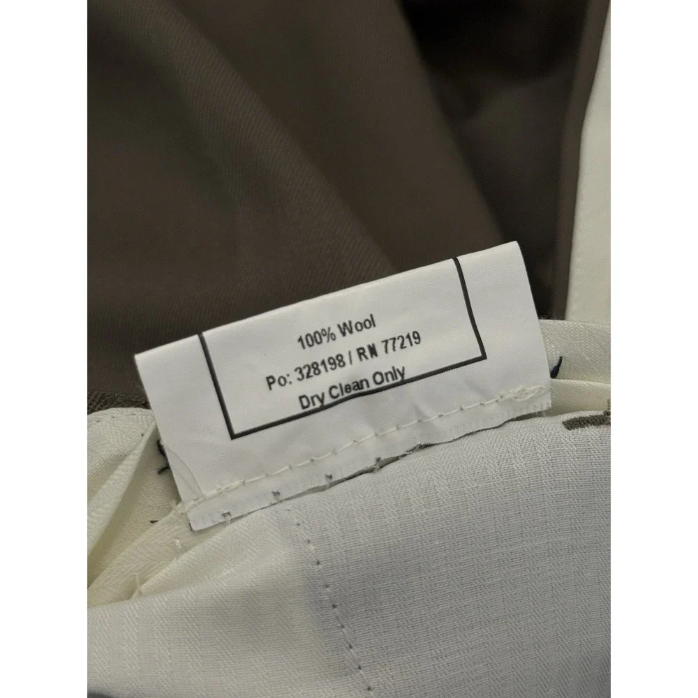 Joseph & Feiss Gold Men Brown Dress Pants Flat Front Classic Fit 100% Wool 35X28